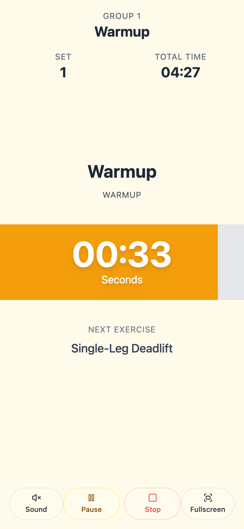 Warmup step on TimerFIT timer